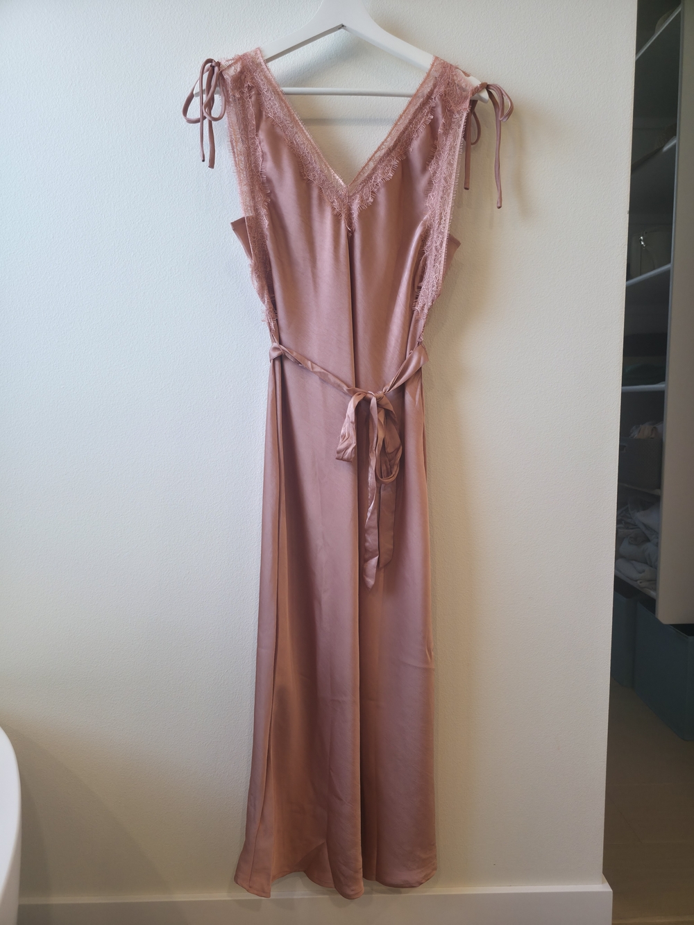 Skies Are Blue Blushing Hour Slip Dress Medium NWT Salmon Pink Lace